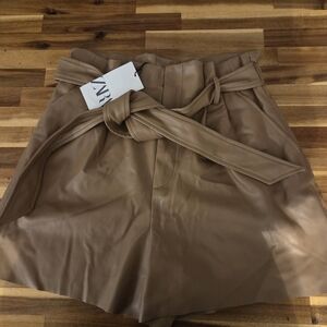 Zara Tan High-Waisted Shorts